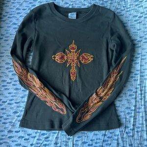 Anchor Blue dark green long sleeve shirt